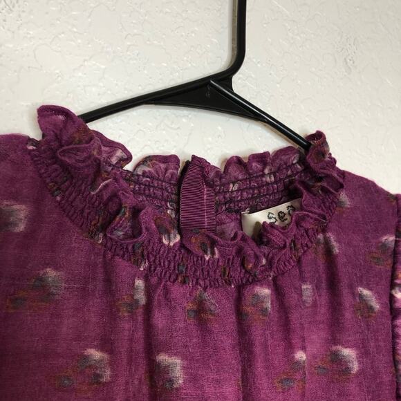 Sea New York purple floral wool blend ruffle trim midi dress size 4 - Picture 9 of 16